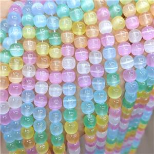 Natural Selenite Barrel Beads Dye Multicolor, approx 8x8mm [GB22429]