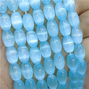 Natural Selenite Rice Beads Aqua Dye, approx 8-12mm [GB22433]