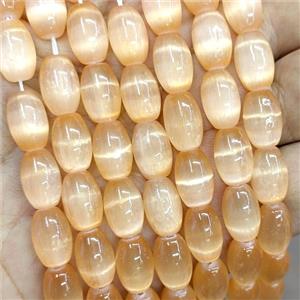 Natural Selenite Rice Beads Peach Dye, approx 8-12mm [GB22437]