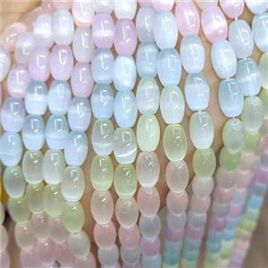Natural Selenite Rice Beads Dye Multicolor, approx 8-12mm [GB22438]