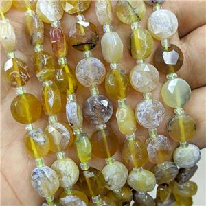 Yellow Opal Beads Faceted Coin, approx 10mm [GB22481]