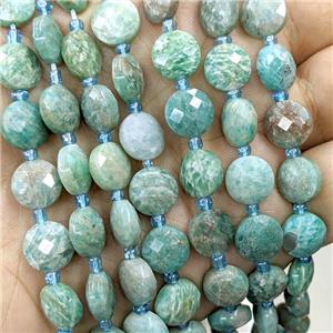 Natural Green Amazonite Faceted Coin, approx 10mm [GB22483]