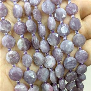 Purple Lepidolite Beads Faceted Coin, approx 10mm [GB22491]