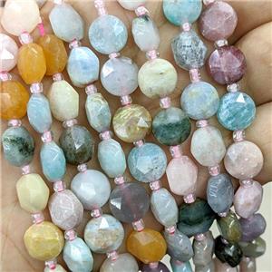 Natural Gemstone Beads Mixed Faceted Coin, approx 10mm [GB22500]