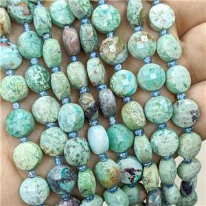 Natural Chinese Turquoise Beads Green Faceted Coin, approx 10mm [GB22505]