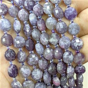 Purple Lepidolite Beads Faceted Coin, approx 10mm [GB22506]