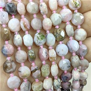 Natural Pink Opal Beads Faceted Coin, approx 10mm [GB22508]