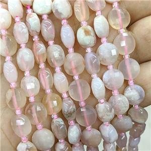 Natural Sakura Agate Beads Cherry Faceted Coin, approx 10mm [GB22509]
