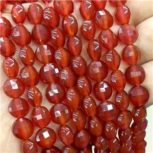 Natural Agate Beads Red Dye Faceted Coin, approx 10mm [GB22513]