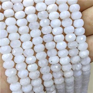 Natural White Moonstone Beads Faceted Rondelle, approx 8mm [GB22523]