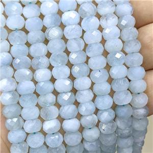 Natural Blue Aquamarine Beads Faceted Rondelle, approx 8mm [GB22525]