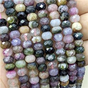 Natural Tourmaline Beads Multicolor Faceted Rondelle, approx 8mm [GB22526]