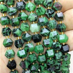 Natural Ruby In Zoisite Beads Green Cut Bicone, approx 8-10mm [GB22543]