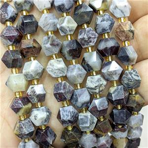 Black Poppy Jasper Beads Cut Bicone, approx 8-10mm [GB22544]