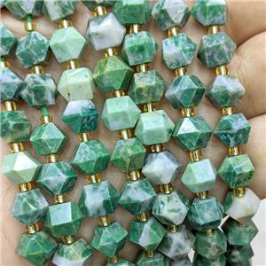 Green Spotted Jasper Beads Cut Bicone, approx 8-10mm [GB22546]