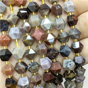 Natural Wood Petrified Jasper Beads Cut Bicone, approx 8-10mm [GB22547]
