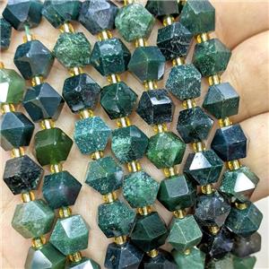 Green Moss Agate Beads Cut Bicone, approx 8-10mm [GB22549]