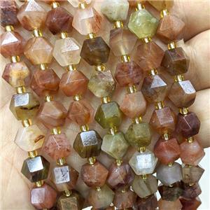 Red Chlorite Quartz Beads Cut Bicone, approx 8-10mm [GB22552]