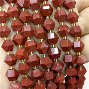 Natural Red Jasper Beads Cut Bicone, approx 8-10mm [GB22554]