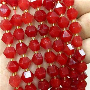 Red Dye Jade Beads Cut Bicone, approx 8-10mm [GB22557]
