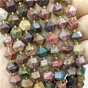 Red Picasso Jasper Beads Cut Bicone, approx 8-10mm [GB22559]