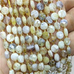 Natural Yellow Opal Beads Faceted Coin, approx 6mm [GB22574]
