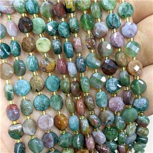 Natural Indian Agate Beads Multicolor Faceted Coin, approx 6mm [GB22576]