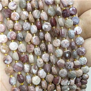 Pink Bloodstone Beads Faceted Coin, approx 6mm [GB22580]