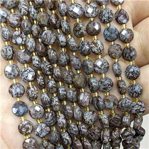 Natural Red Snowflake Jasper Beads Faceted Coin, approx 6mm [GB22585]