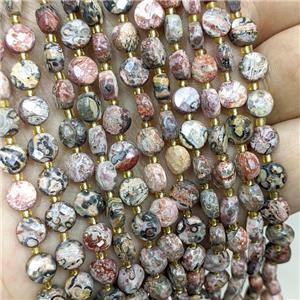 Leopardskin Jasper Beads Red Faceted Coin, approx 6mm [GB22587]