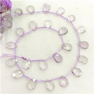 Natural Amethyst Beads Lt.purple Faceted Teardrop Topdrilled, approx 10-14mm [GB22640]