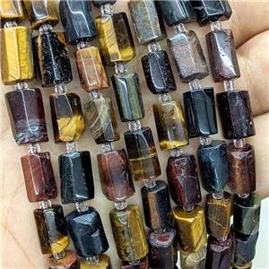 Tiger Eye Stone Tube Beads Multicolor, approx 7-14mm [GB22652]