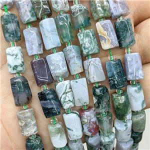 Natural Green Tree Agate Tube Beads, approx 7-14mm [GB22668]