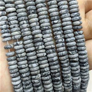 Natural Gray Map Jasper Heishi Beads, approx 2x6mm [GB22700]