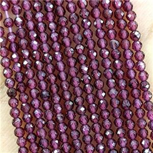 Natural Garnet Beads Purple Faceted Round Pony, approx 2mm [GB22710]