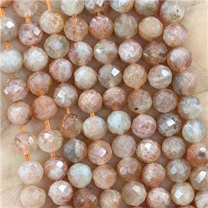 Natural Golden Spot Sunstone Beads Orange Faceted Round B-Grade, approx 5mm [GB22733]