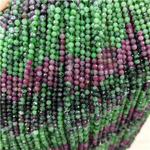 Natural Zoisite Beads Green Pink Faceted Round, approx 3.2mm [GB22737-3.2MM]