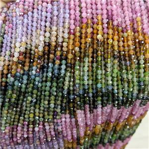 Natural Multicolor Tourmaline Beads Pony Faceted Round, approx 3mm [GB22743]