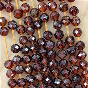 Natural Garnet Beads Darkorange Faceted Round, approx 4mm [GB22748-4MM]
