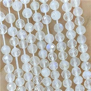 Natural White Moonstone Beads Pony Rainbow Faceted Round, approx 3mm [GB22753-3MM]