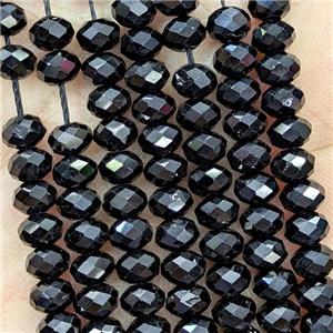 Natural Black Spinel Beads Faceted Rondelle, approx 6mm [GB22755]