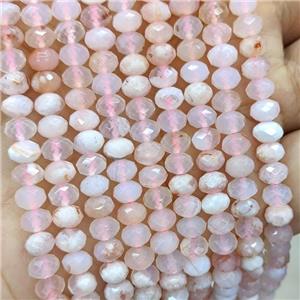 Natural Cherry Sakura Agate Beads Pink Faceted Rondelle, approx 6mm [GB22763]