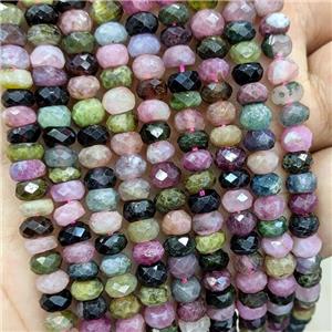 Natural Tourmaline Beads Multicolor Faceted Rondelle, approx 6mm [GB22766]
