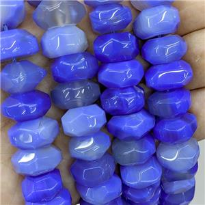 Natural Agate Beads Blue Dye Faceted Rondelle, approx 8-15mm [GB22803]