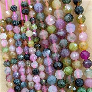 Natural Tourmaline Beads Multicolor Faceted Round, approx 2mm [GB22825-2MM]