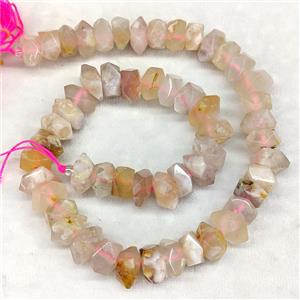 Natural Pink Sakura Agate Beads Cherry Faceted Square, approx 12mm [GB22838]