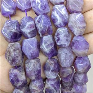 Natural Amethyst Beads Purple Faceted Freeform, approx 14-18mm [GB22844]