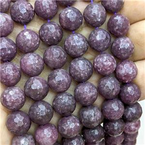 Natural Purple Chinese Lepidolite Beads Dye Faceted Round, approx 12mm [GB22892]