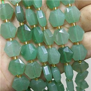 Natural Green Aventurine Hexagon Beads, approx 12mm [GB22895]