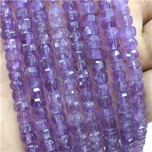 Natural Amethyst Beads Purple Faceted Rondelle, approx 6mm [GB22912]